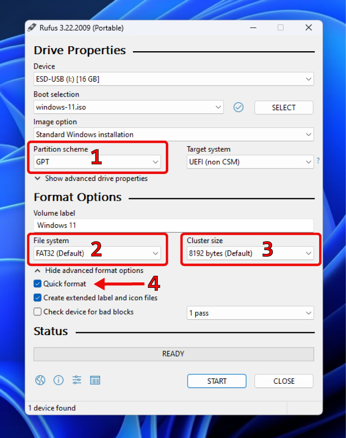 Configure Rufus Settings