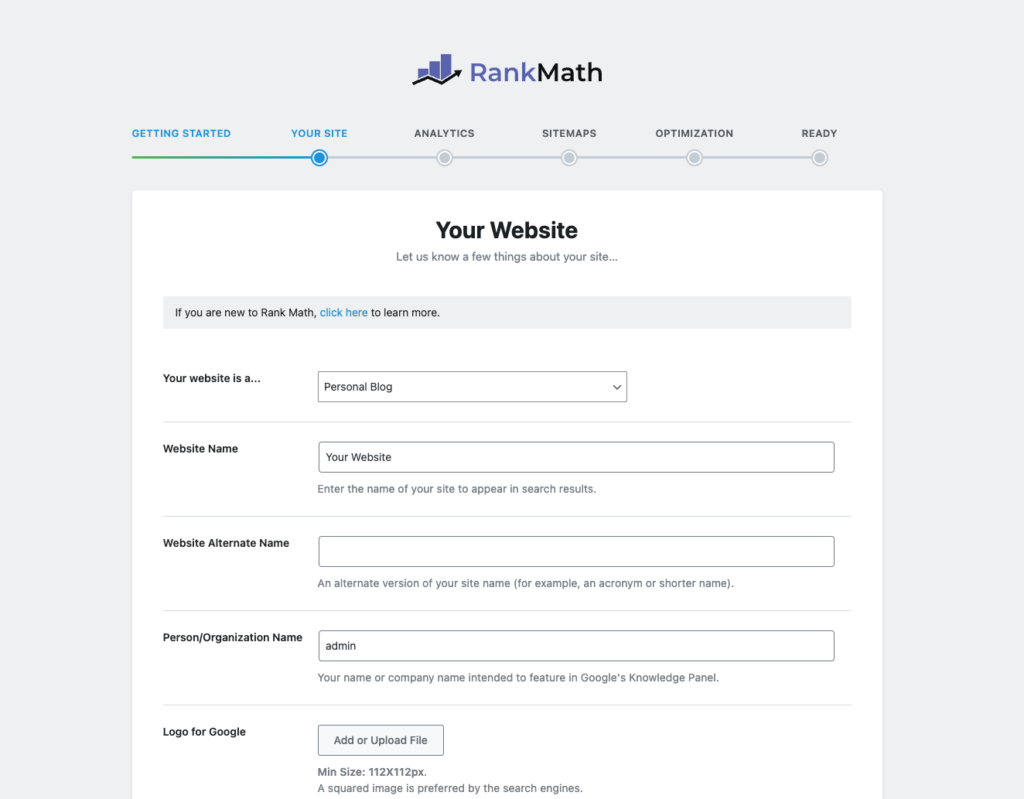 zendevtools rank math setup wizard your site